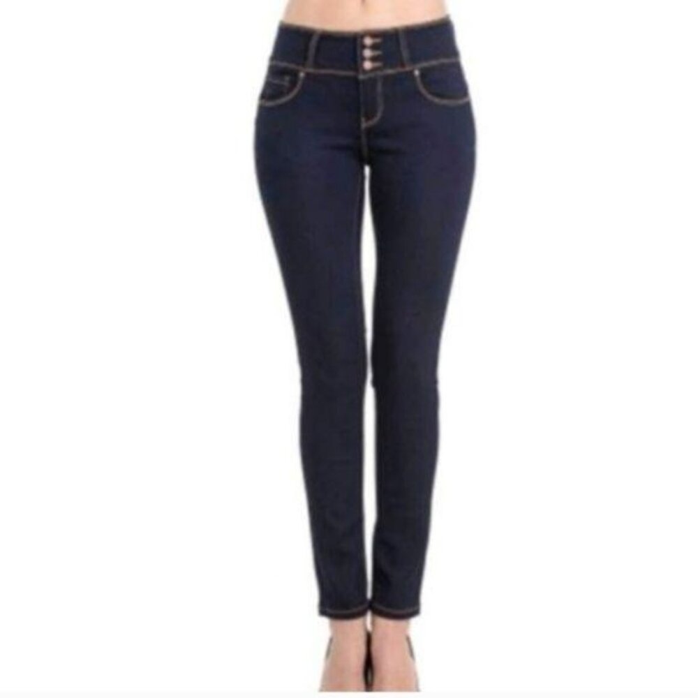 Wax Dark Blue Stretchy Butt Accent Jeans